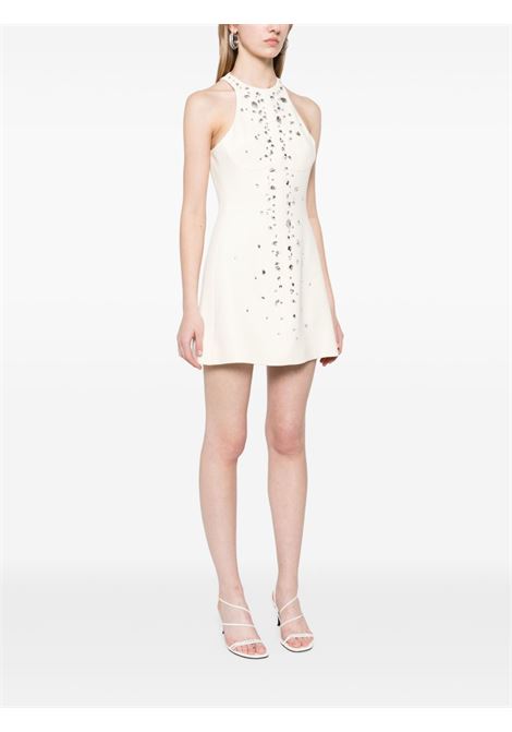 White crystal-embroidered mini dress David Koma - women DAVID KOMA | RE25DK25DACRMSLVR
